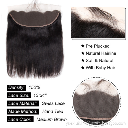 10A HD Film Swiss Lace Frontal Straight human hair 13x4  HD Lace Frontal